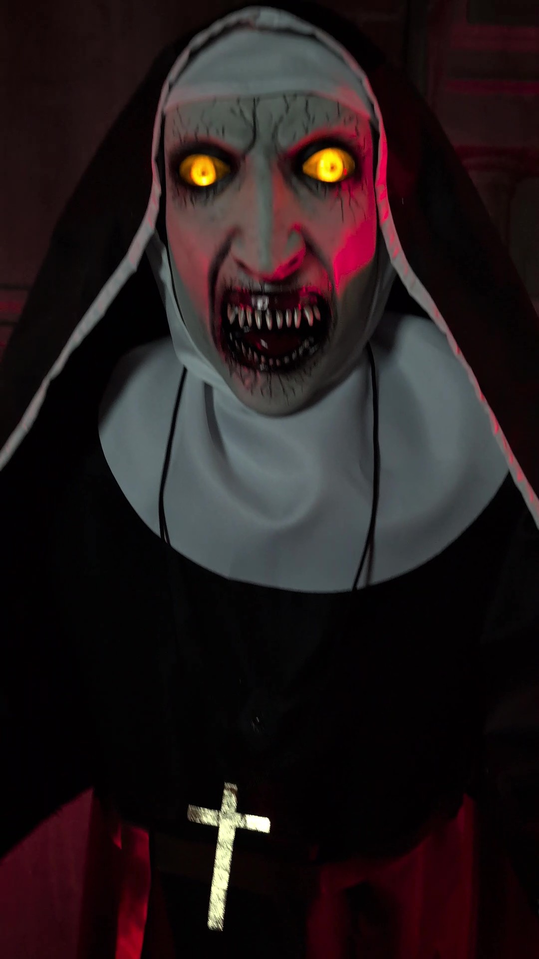 Conjure pure terror with the 64-Inch The Nun Animatronic Prop Decoration! With glowing eyes, eerie movements, and chilling sound effects, this demonic figure brings the horror of The Conjuring universe straight into your home or haunted setup. Beware—she’s always watching!